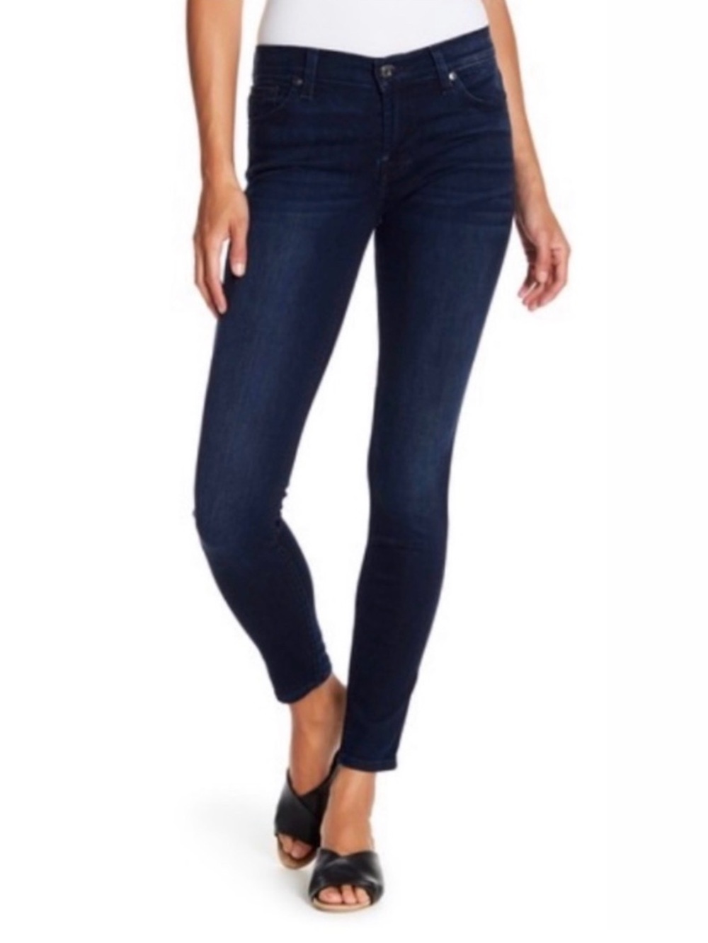 7 For All Mankind Women’s Gwenevere Skinny Jeans Dark Indigo Wash Size 27 Grunge